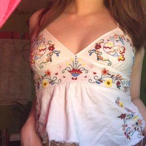 flower beige crop top ~small~